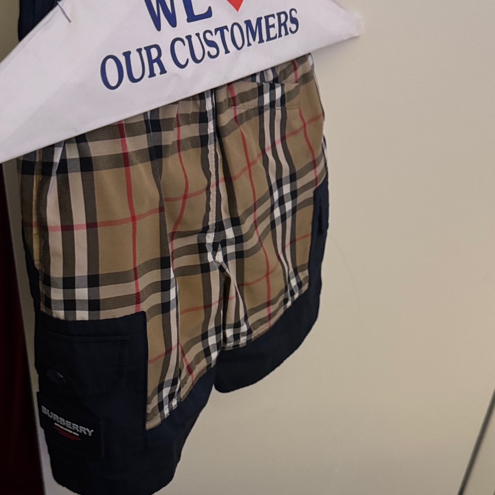 Burberry Tan and Black Checkered Shorts